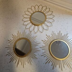 Gold Mirror Starburst Flower Wall Decor